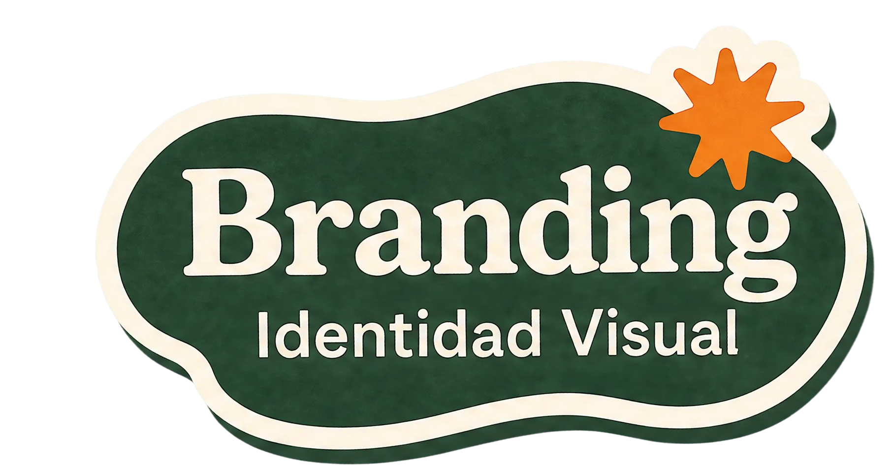 Logotipo de Branding Identidad Visual con fondo verde y texto en blanco, y una estrella naranja en la esquina superior derecha.