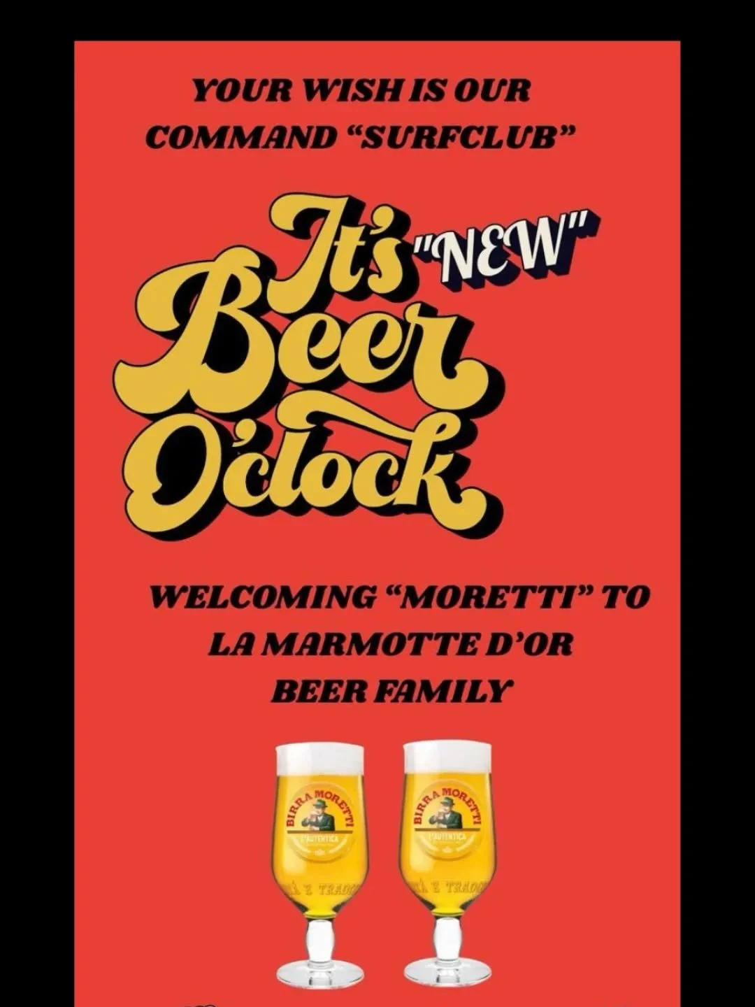 Dites au revoir &agrave; la Grimbergen Blanche et bonjour &agrave; la Moretti &agrave; La Marmotte d&rsquo;Or.

Say goodbye to the Grimbergen Blanche and hello to Moretti down at the La Marmotte d'Or. 

#lamarmottedor #marmottedor #montriond #morzine