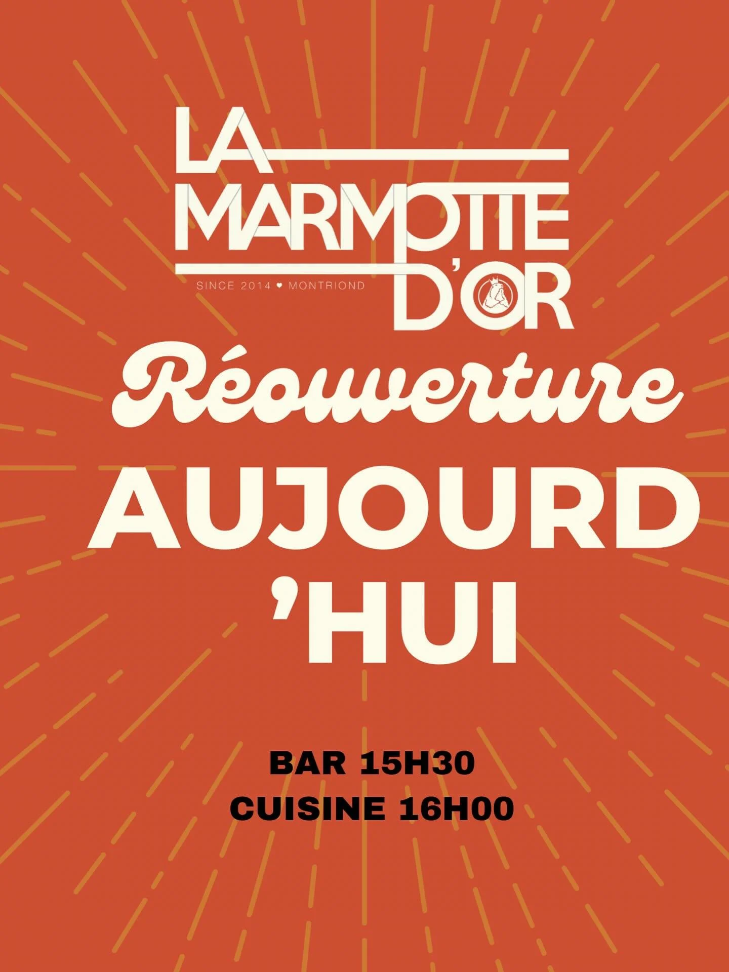 &Ccedil;a y est ! R&eacute;ouverture @marmottedor aujourd&rsquo;hui ! Bar &agrave; 15h30, cuisine &agrave; partir de 16h00 // We&rsquo;re back b&eacute;b&eacute;, we&rsquo;ve missed you all ! Swing by for a pint and a catch-up #drinklocal #localpub #