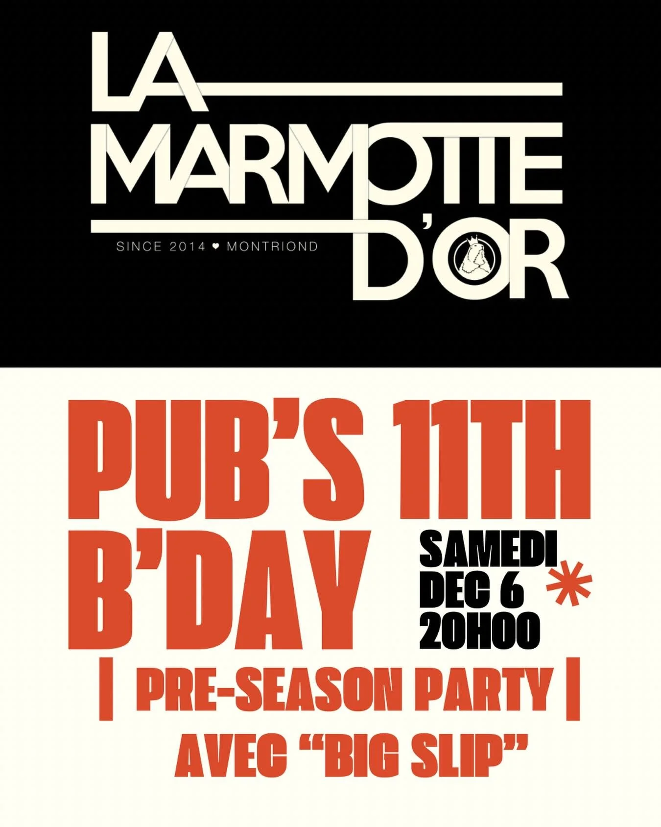 Venez nous rejoindre pour f&ecirc;ter 11 ans de la @marmottedor ! Quelle aventure // Come down and join us this Saturday for a little pre-season party before the madness of winter. 11 years of the pub is something to celebrate. Can&rsquo;t wait to se
