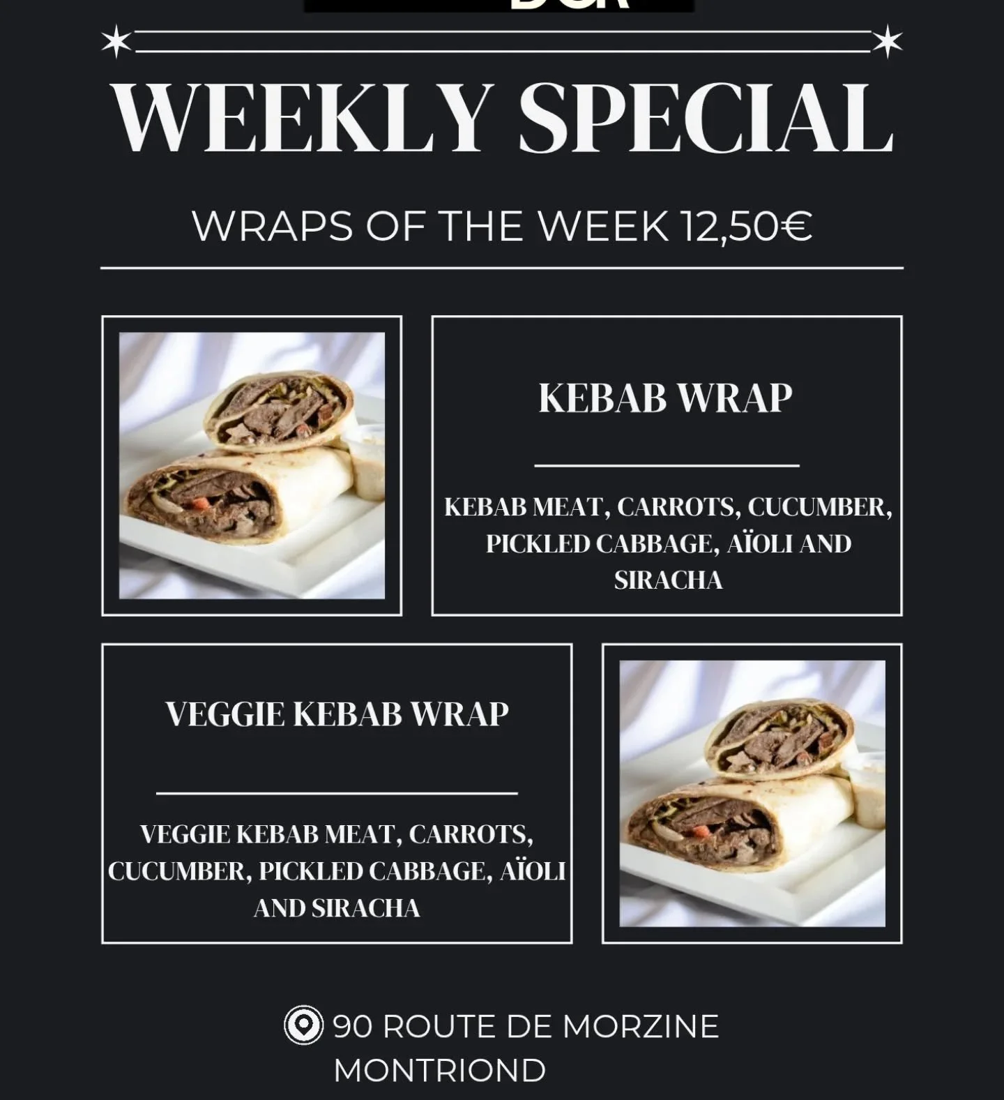 Kebab wraps are back. Hopefully, you are all excited too since it's definitely a fan favourite so get one before the week is over!

Les wraps Kebab sont du retour, alors venez go&ucirc;ter parce que c'est notre incontournable wrap avant que la semain