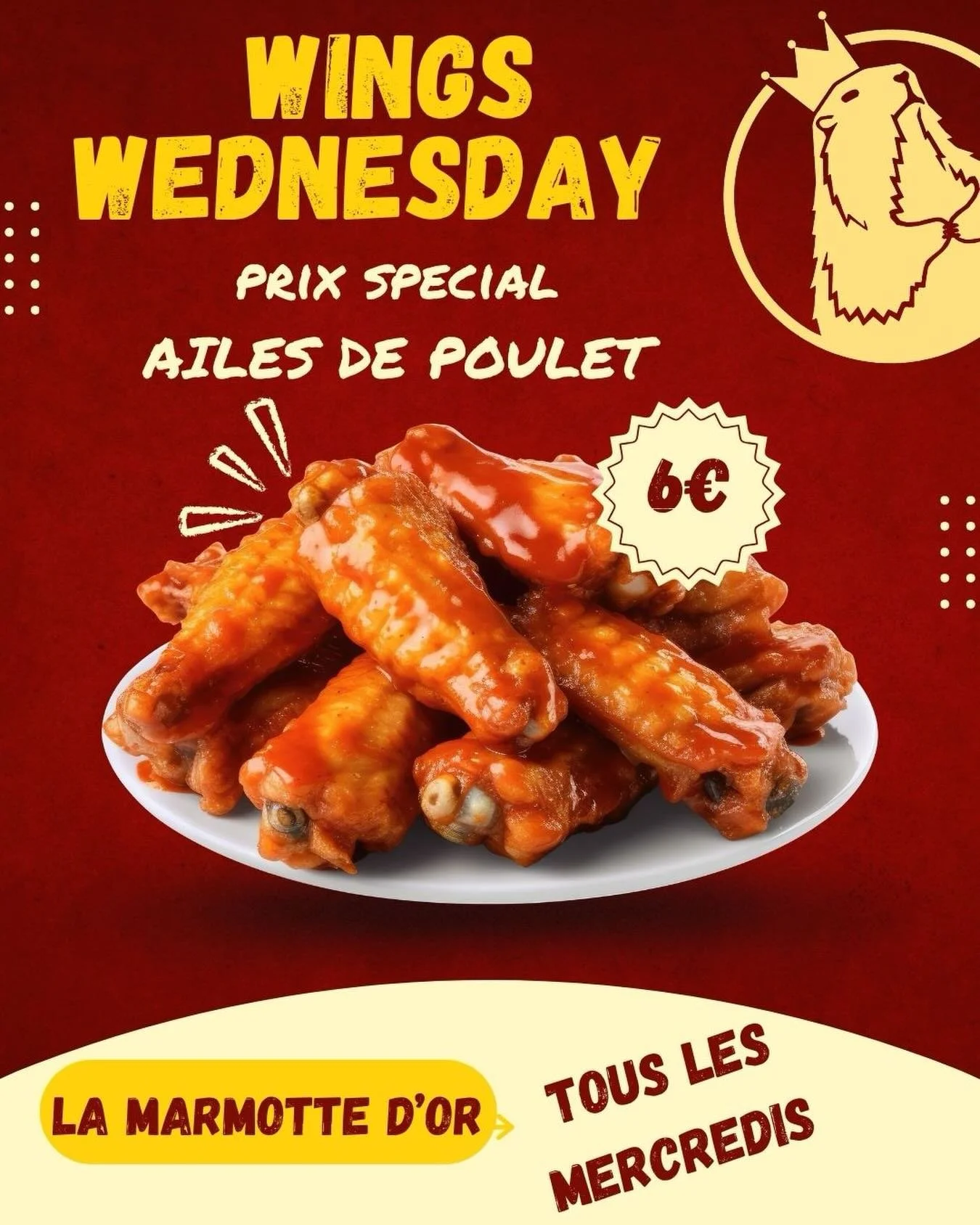 Ohhh what&rsquo;s this I see? 👀 Cheap wings every Wednesday throughout summer @marmottedor ! 

Mais qu&rsquo;est-ce que je vois ? Des ailes de poulet &agrave; prix r&eacute;duit tous les mercredis &agrave; la @marmottedor tout l&rsquo;&eacute;t&eacu