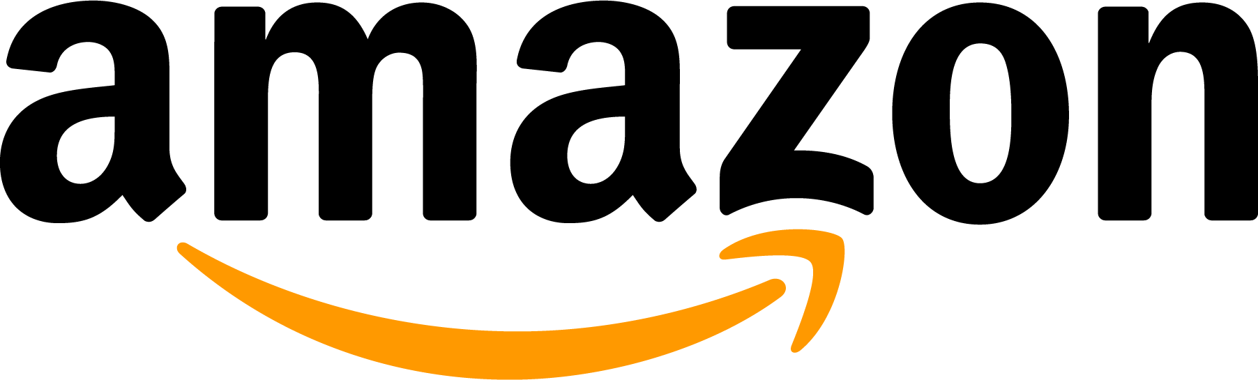 Amazon logo with black text and yellow arrow.