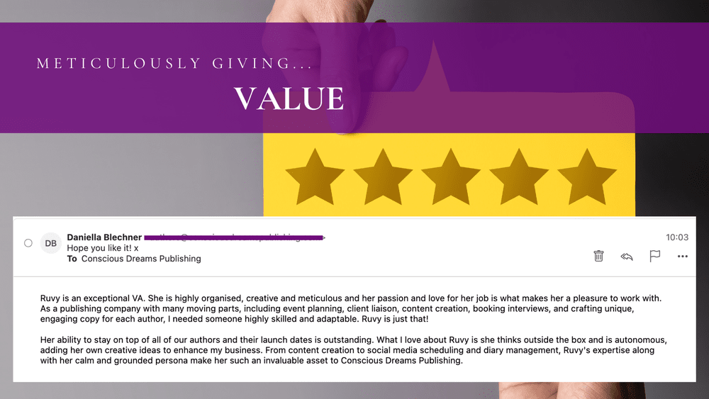 Client testimonial for CPRIVAS faith-based virtual assistant agency in the Philippines