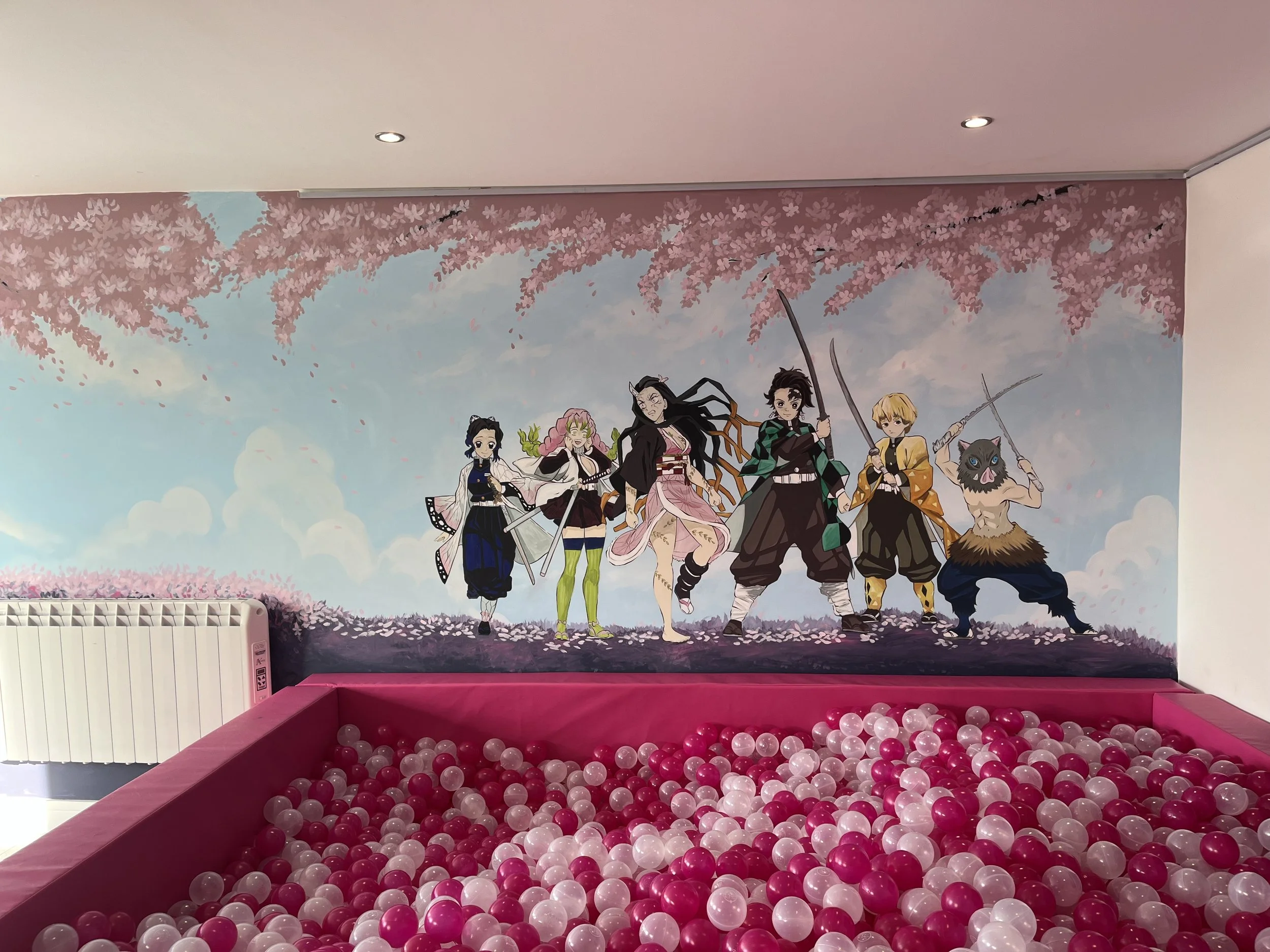 Anime ninja martial art wall mural cherry blossom