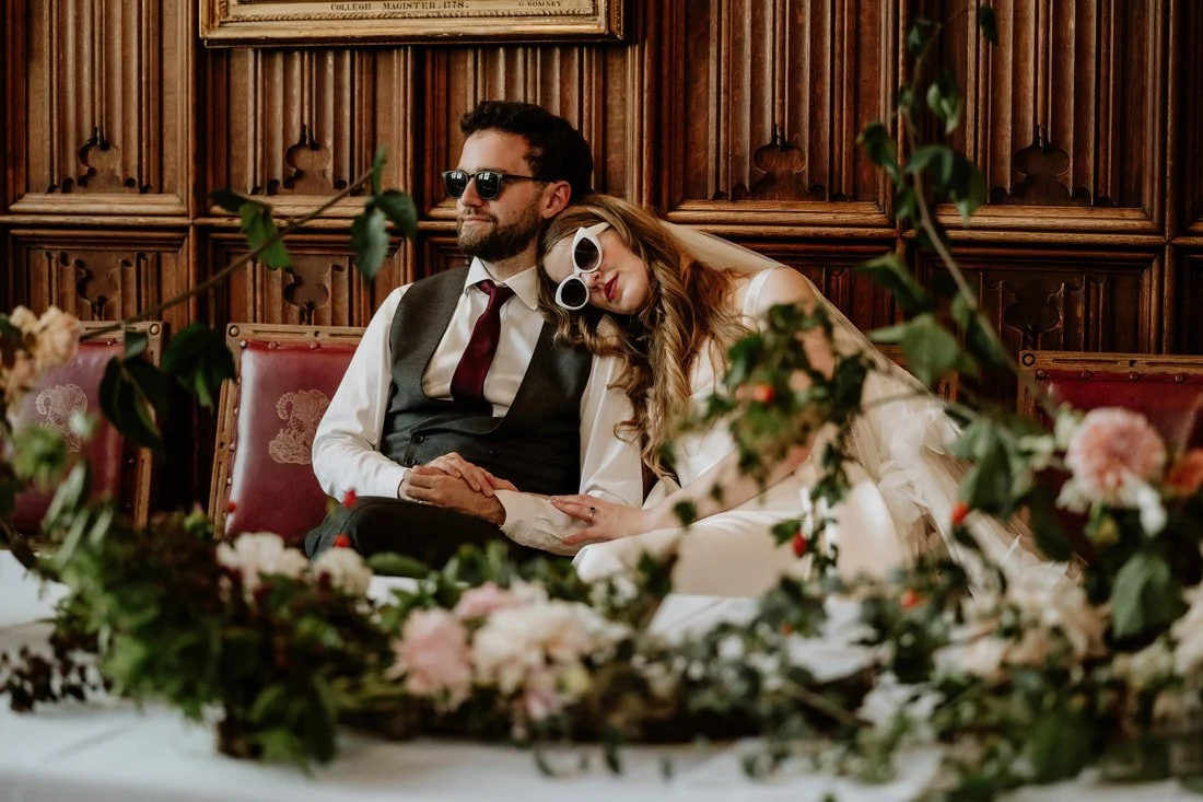 Bride and Groom in sunglasses