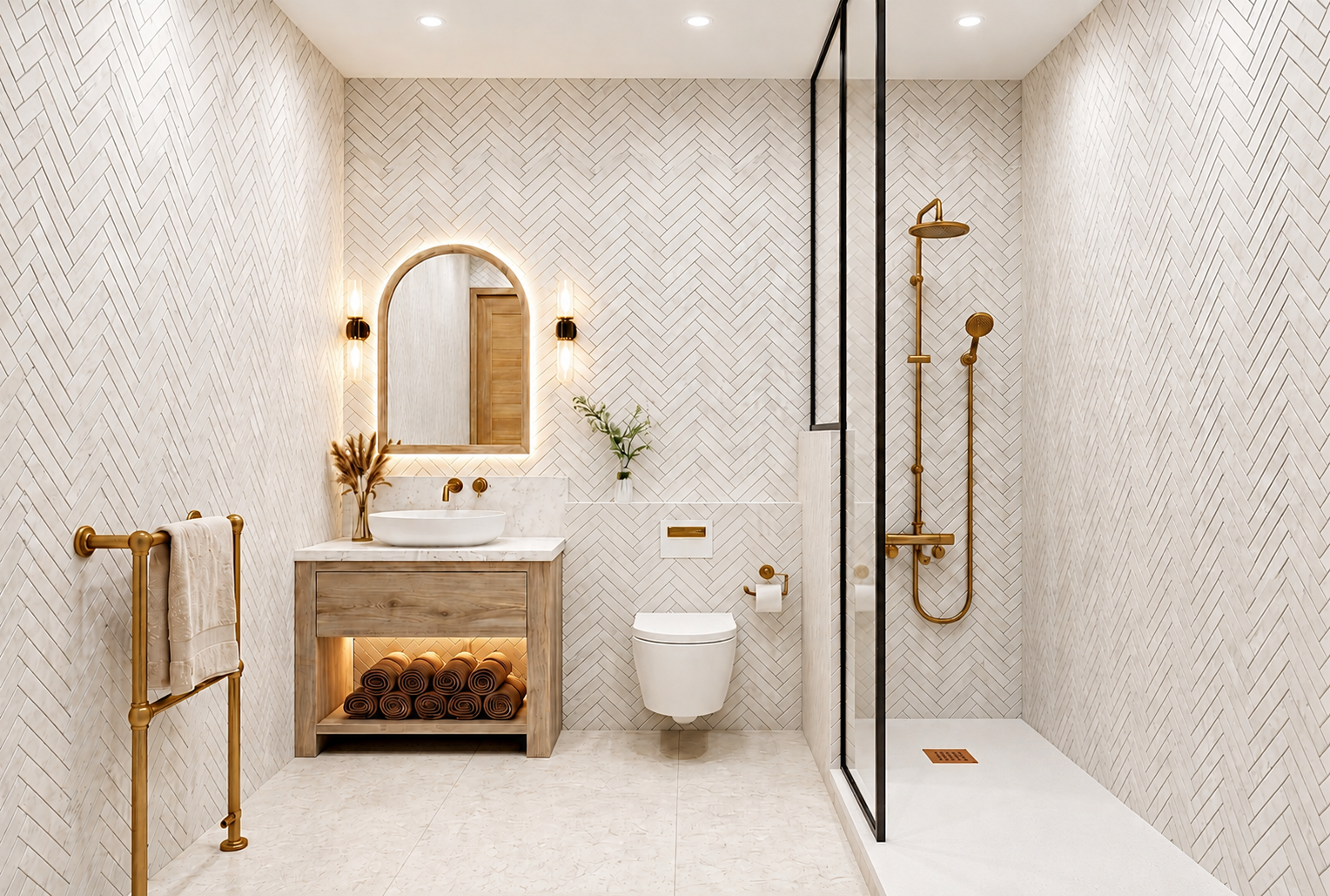Panora Châtel design salle de bains faïence zellige et robinetterie encastrée