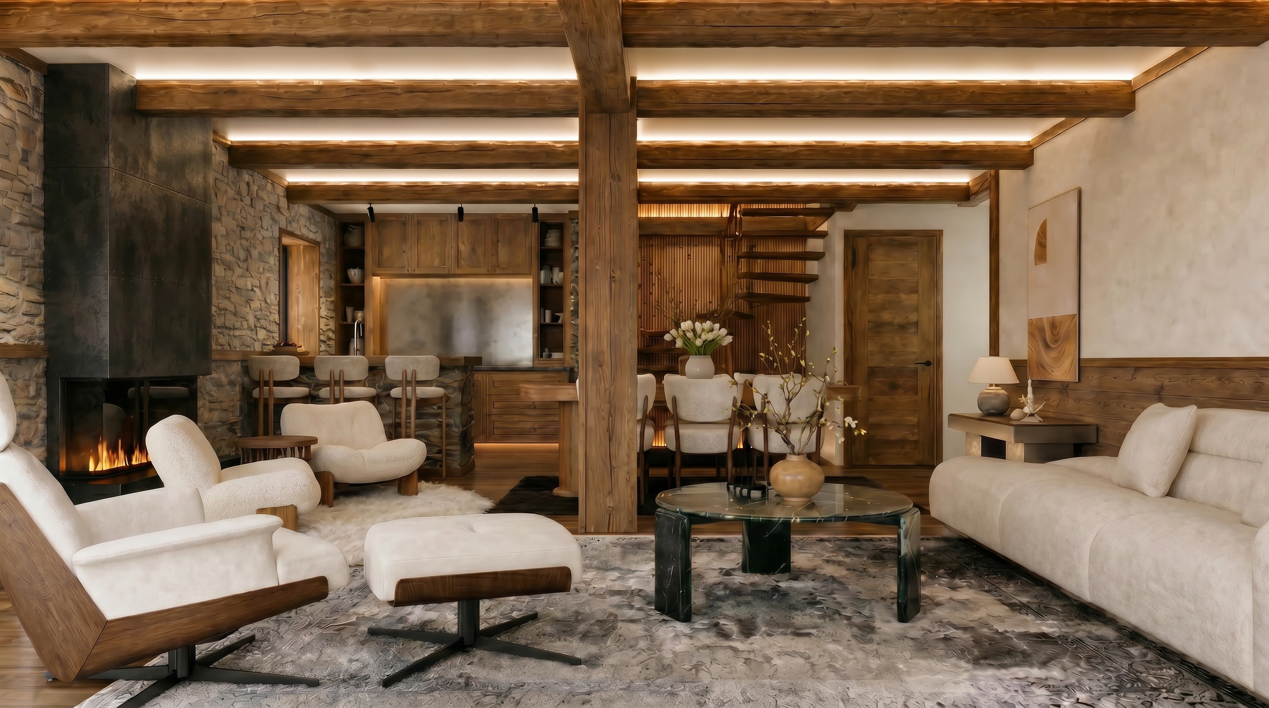 Panora Châtel appartement triplex à la montagne avec cheminée