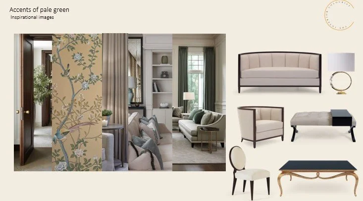 Luxury London living room pale greens