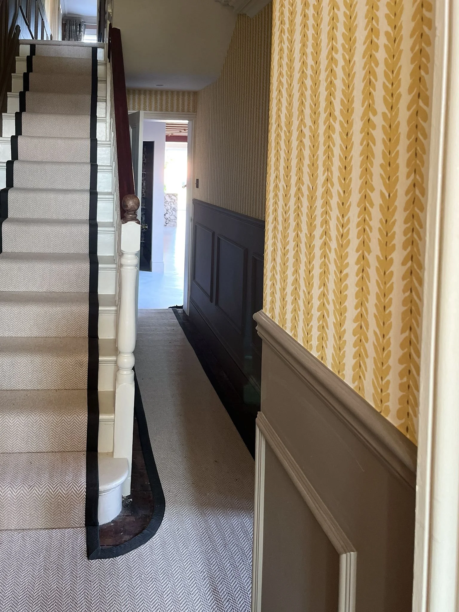 yellow wallpaper hallway Cobham