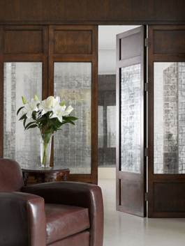mirrored glass leather chair