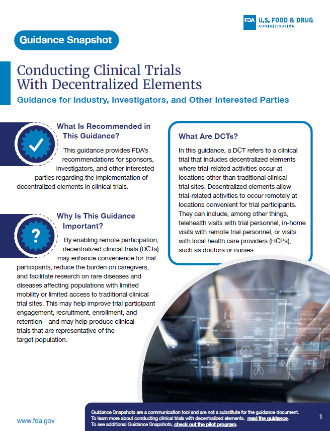 FDA Issues Strategic Guidance on Decentralized Clinical Trials – A Turning Point for Medical Device and IVD Manufacturers