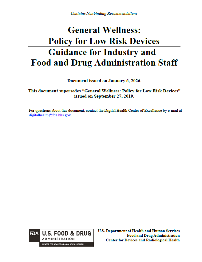 New FDA Guidance Clarifies Policy for Low-Risk General Wellness Devices