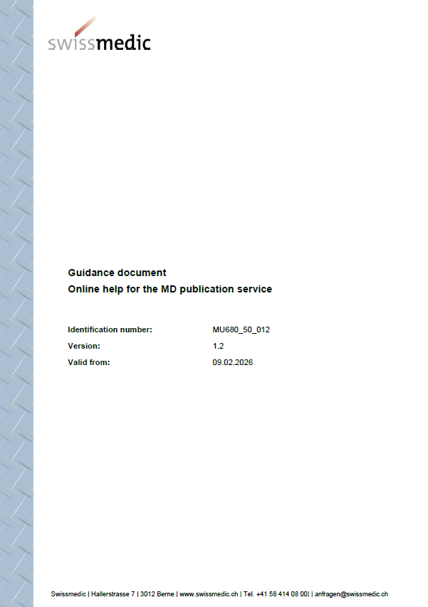 Swissmedic Publishes Updated Online Help for the Medical Device Publication Service