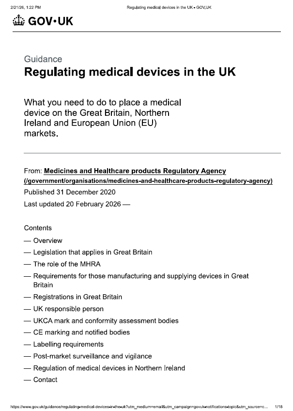MHRA Updates Guidance on Regulating Medical Devices in the UK