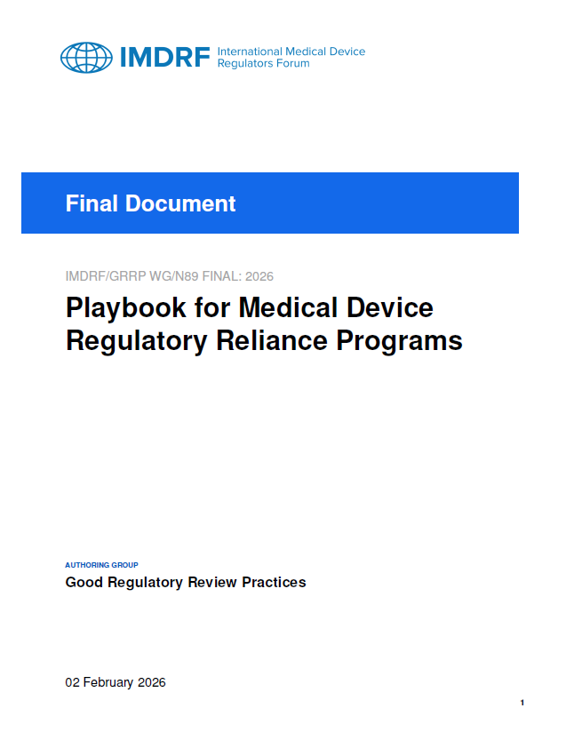 IMDRF Publishes 2026 Playbook for Medical Device Regulatory Reliance Programs