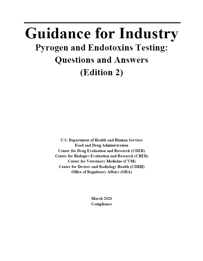 FDA Publishes Updated Guidance on Pyrogen and Endotoxins Testing