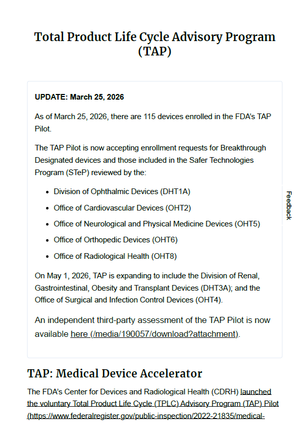 FDA expands TAP Pilot: increased scope and participation
