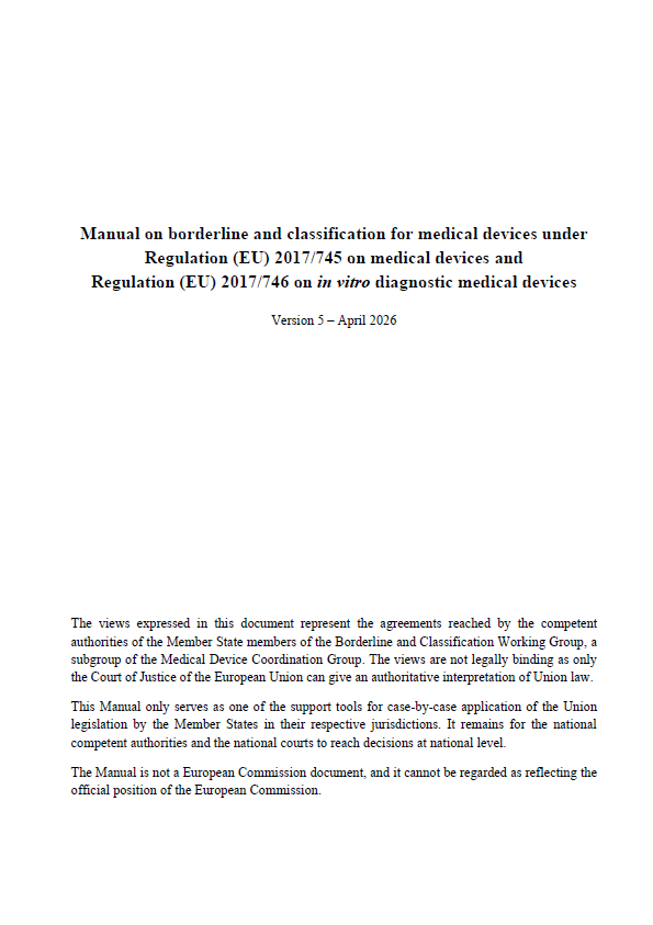 EU Borderline &amp; Classification Manual (Version 5 – April 2026): What Manufacturers Need to Know