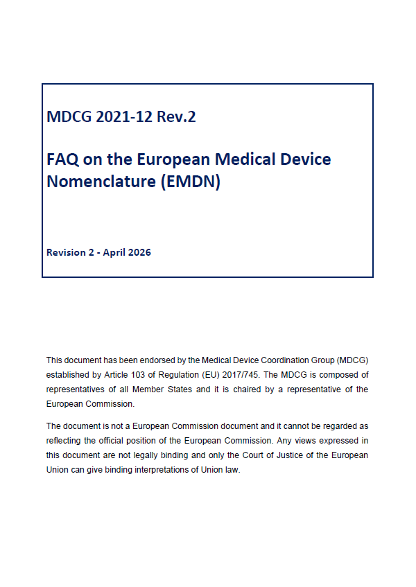 MDCG Publishes Revision 2 of EMDN Guidance (MDCG 2021-12 Rev.2)