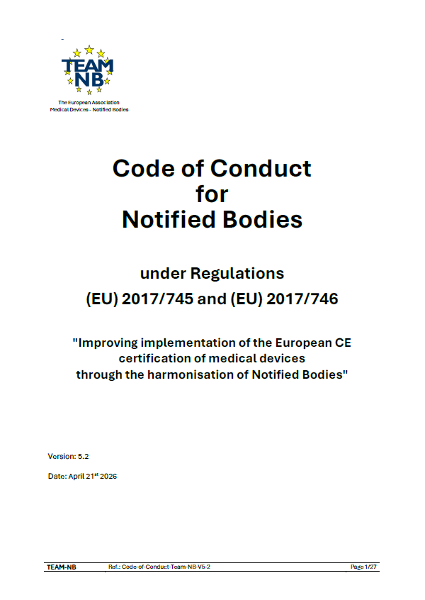 TEAM-NB Updates Code of Conduct for Notified Bodies (Version 5.2 – April 2026)