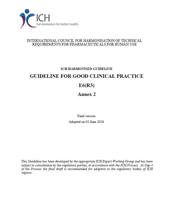 ICH Adopts E6(R3) Annex 2: New Global Guidance for Decentralised Trials, Digital Technologies and Real-World Data