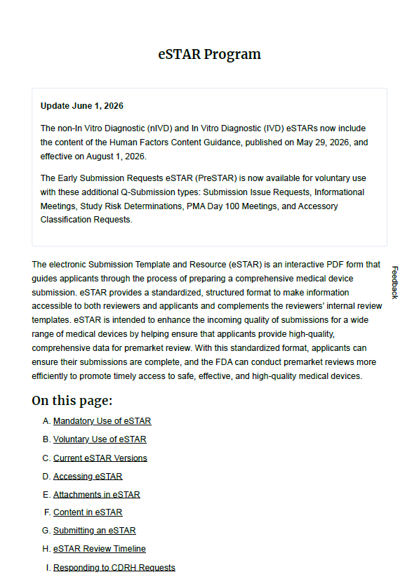 FDA Updates eSTAR Program: Human Factors Content Added and Expanded PreSTAR Functionality