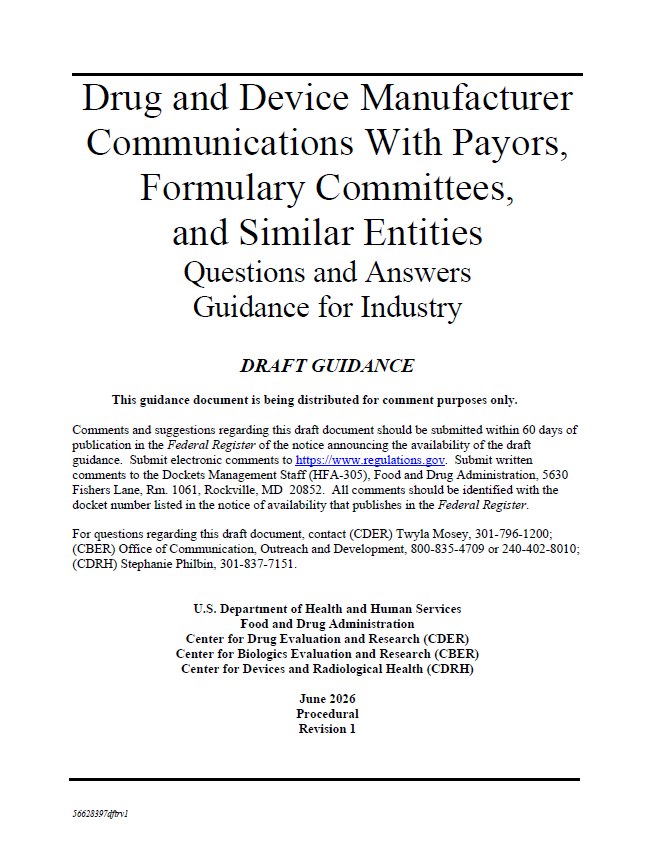FDA Updates Guidance on Manufacturer Communications with Payors: What Medical Device Companies Need to Know