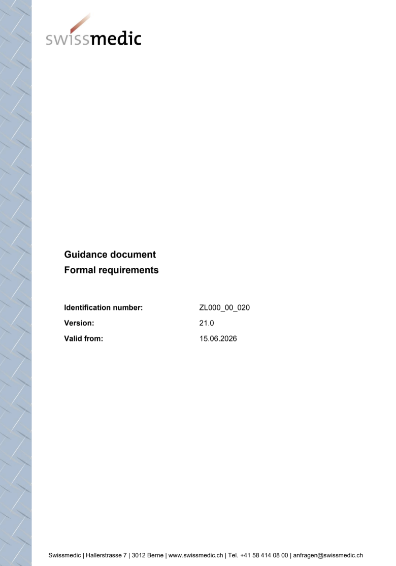 Swissmedic Updates Formal Requirements Guidance for Medicinal Product Authorisation Applications