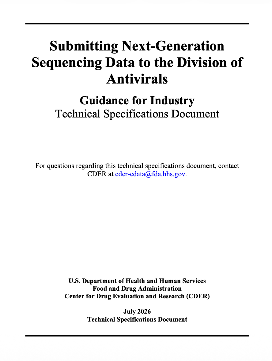 FDA Updates Guidance on Submitting Next-Generation Sequencing Data to the Division of Antivirals