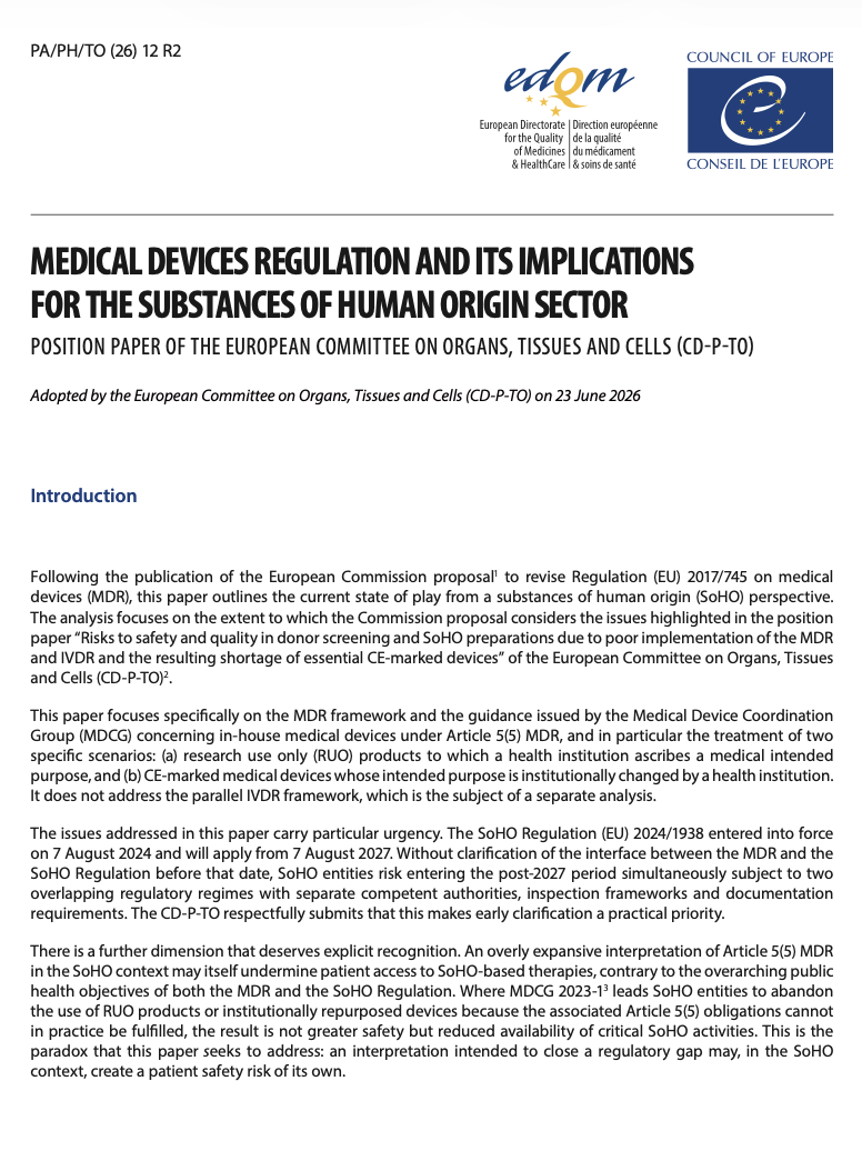 CD-P-TO Calls for Clarification on MDR Implications for the SoHO Sector