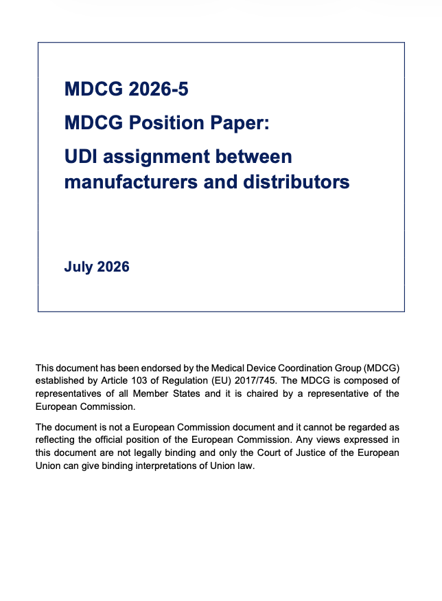 MDCG Publishes Position Paper on UDI Assignment Between Manufacturers and Distributors