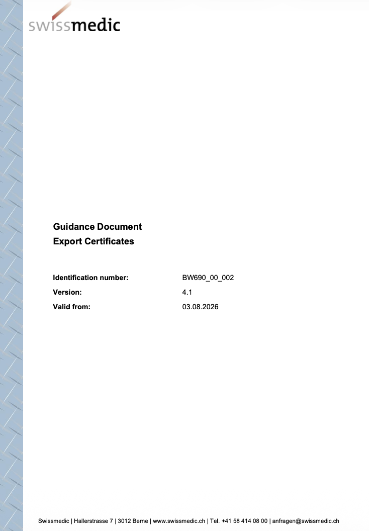 Swissmedic Updates Guidance on Export Certificates for Medical Devices