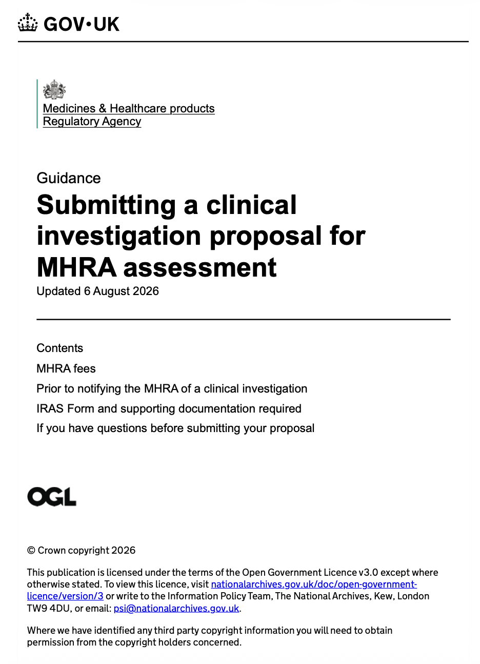 MHRA Updates Guidance on Submitting Clinical Investigation Proposals for Assessment