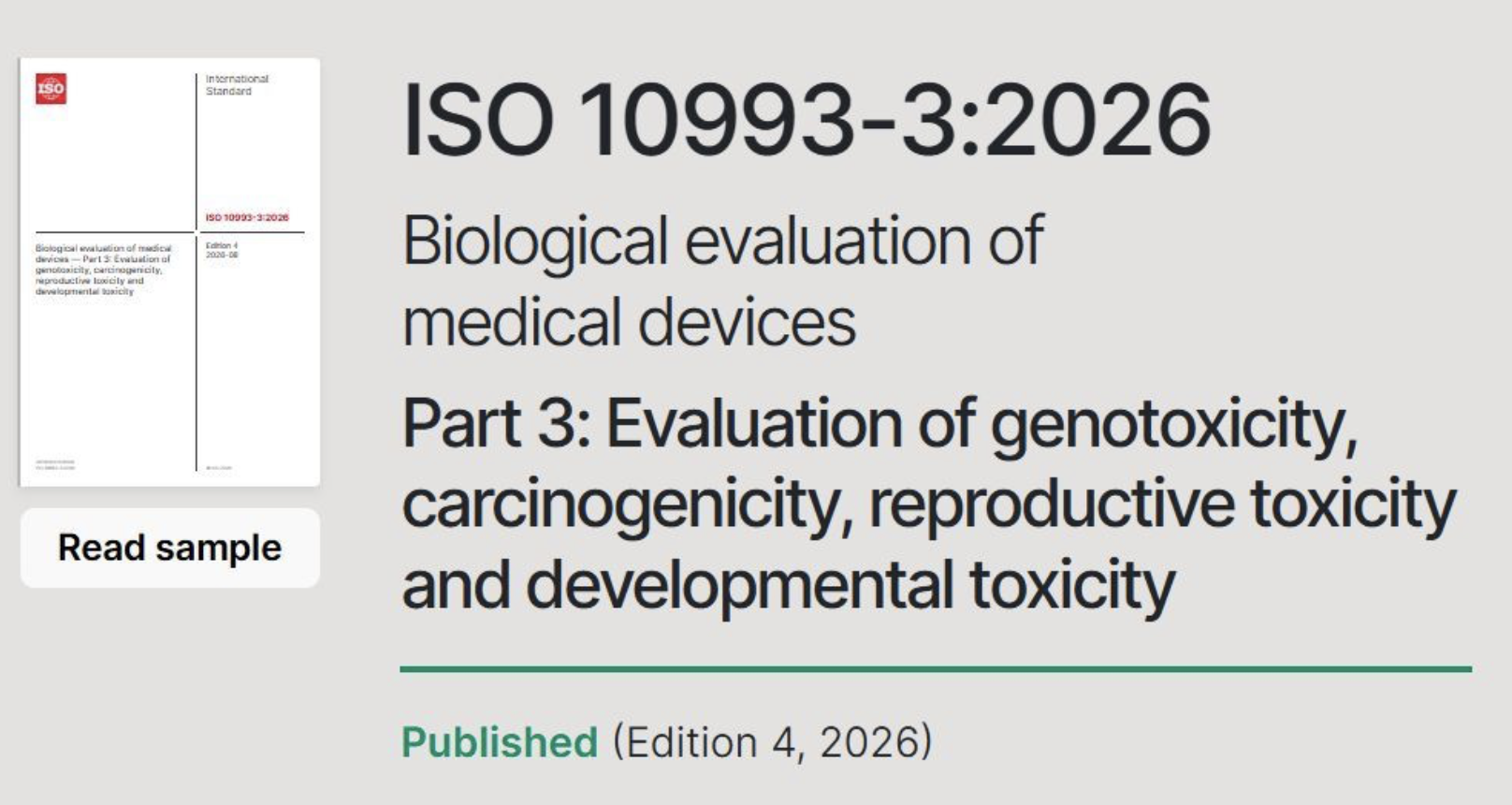 ISO 10993-3:2026 Published for Biological Evaluation of Medical Devices