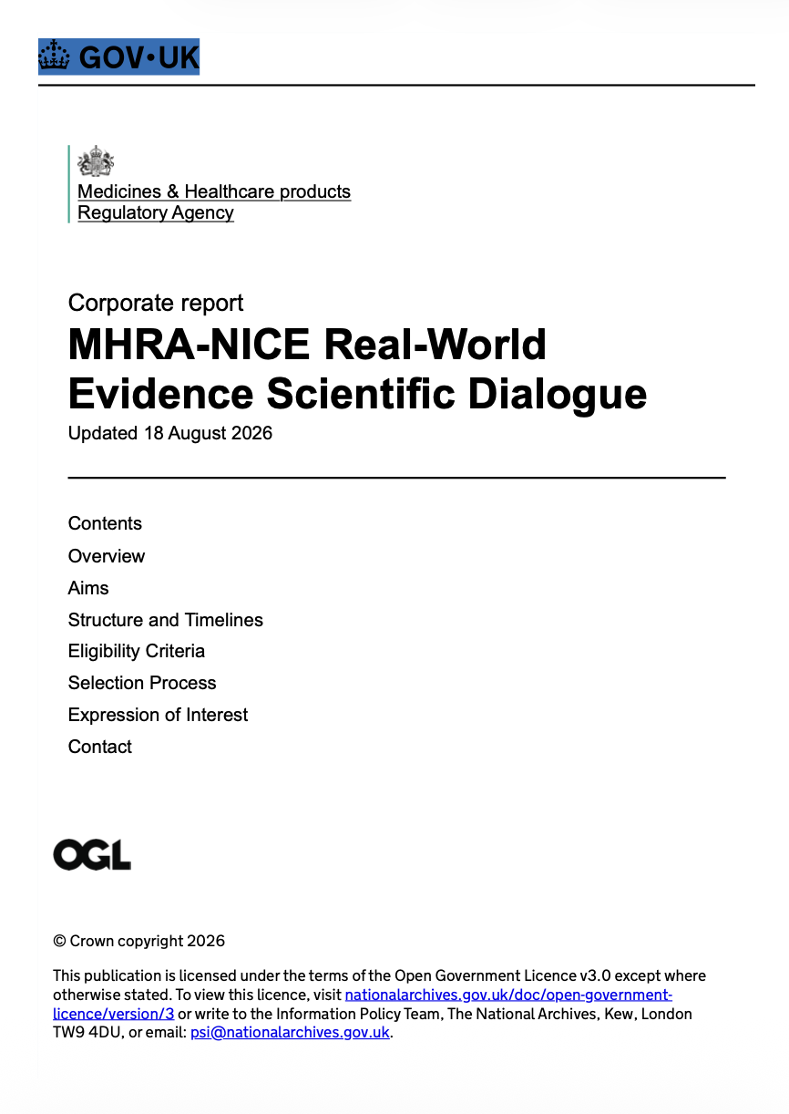 MHRA-NICE Real-World Evidence Scientific Dialogue Opens to Medical Device Applications