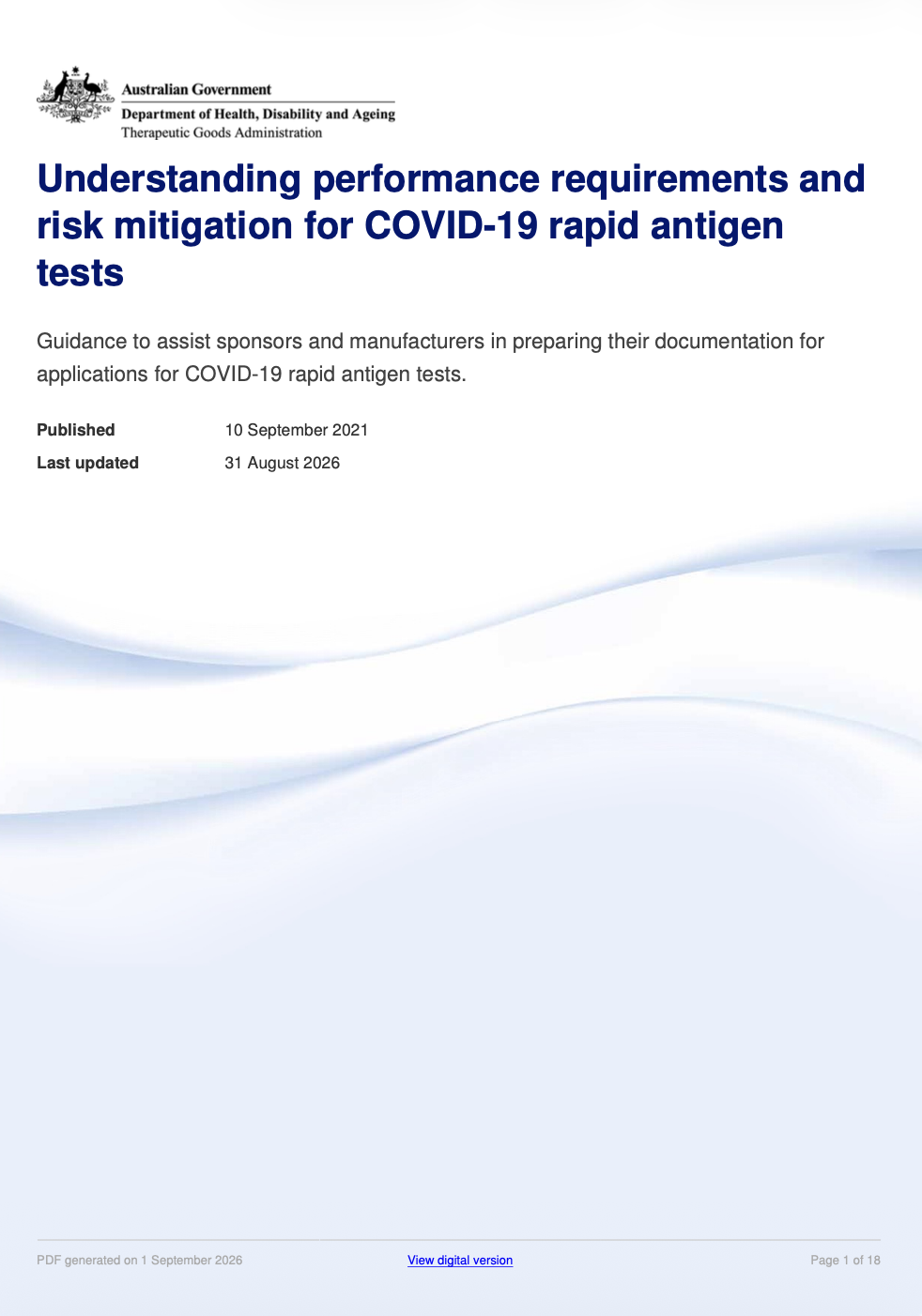 TGA Updates Guidance on COVID-19 Rapid Antigen Test Performance and Risk Mitigation