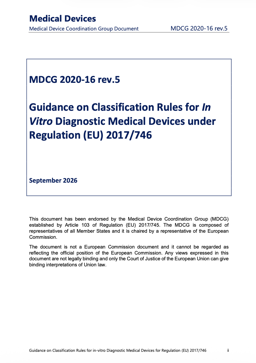 MDCG Updates Guidance on IVDR Classification Rules for IVDs