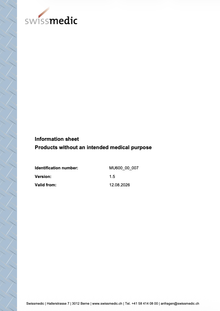 Swissmedic Updates Guidance on Products Without an Intended Medical Purpose