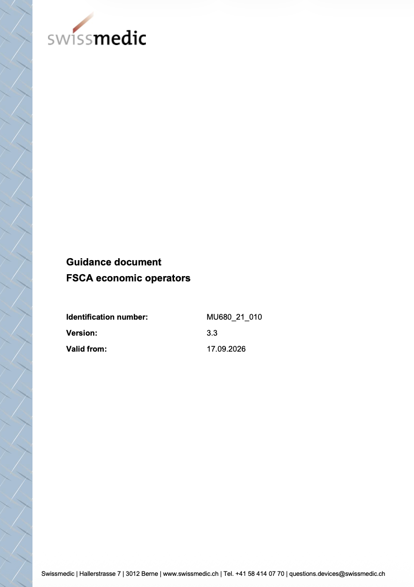 Swissmedic Updates Guidance on Field Safety Corrective Actions for Economic Operators