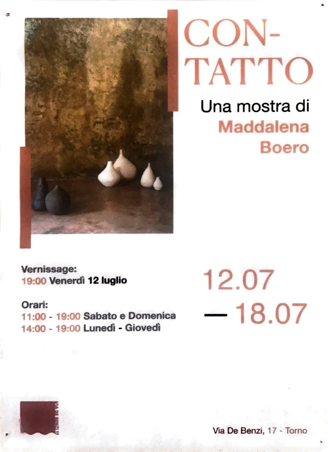 Maddalena Boero.
La sensibilità e l'armonia dei suoi vasi in ceramica e terre varie.