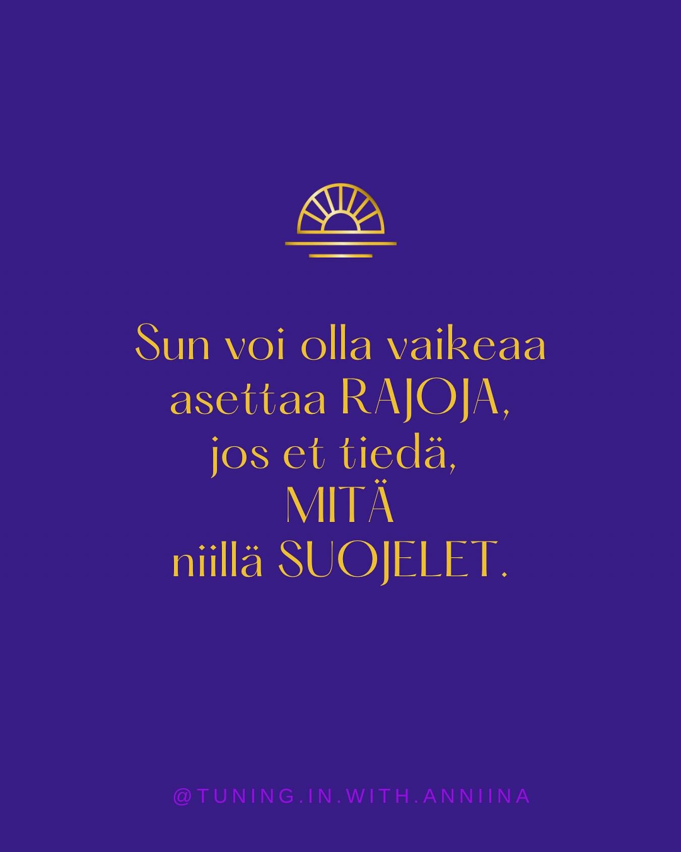 Jos s&auml; et tunnista sun omia tunteita tai tarpeita, on niit&auml; vaikeaa suojella.

Rajat auttavat pit&auml;m&auml;&auml;n sut turvassa ja niiden avulla s&auml; huolehdit sun hyvinvoinnista. 
Rajat on my&ouml;s yksi terveiden ihmissuhteiden tuki