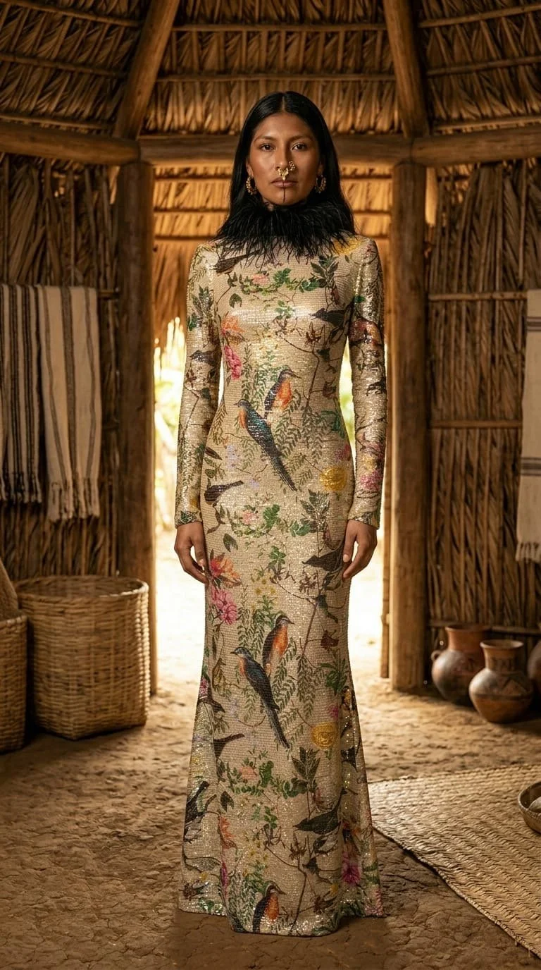 Floral Bird Print Dress