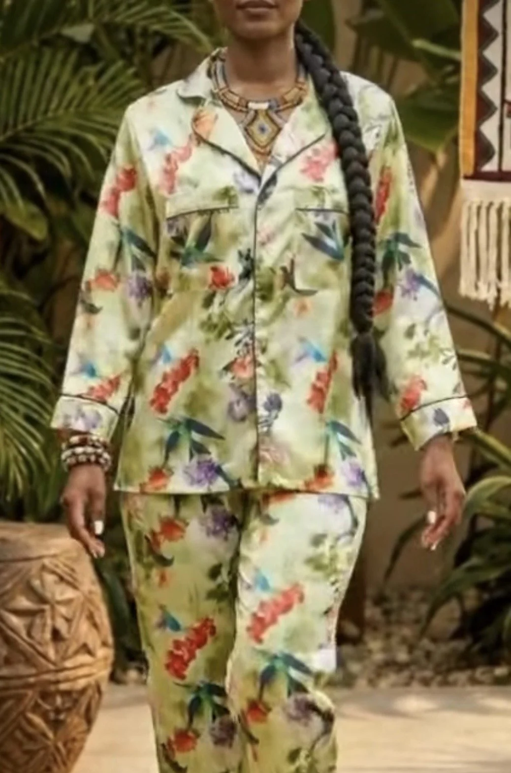 Floral Satin Pajama Set