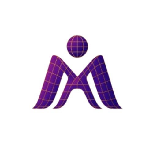 Modern purple and gold logo representing a global or technology-focused brand, MorphoAI.