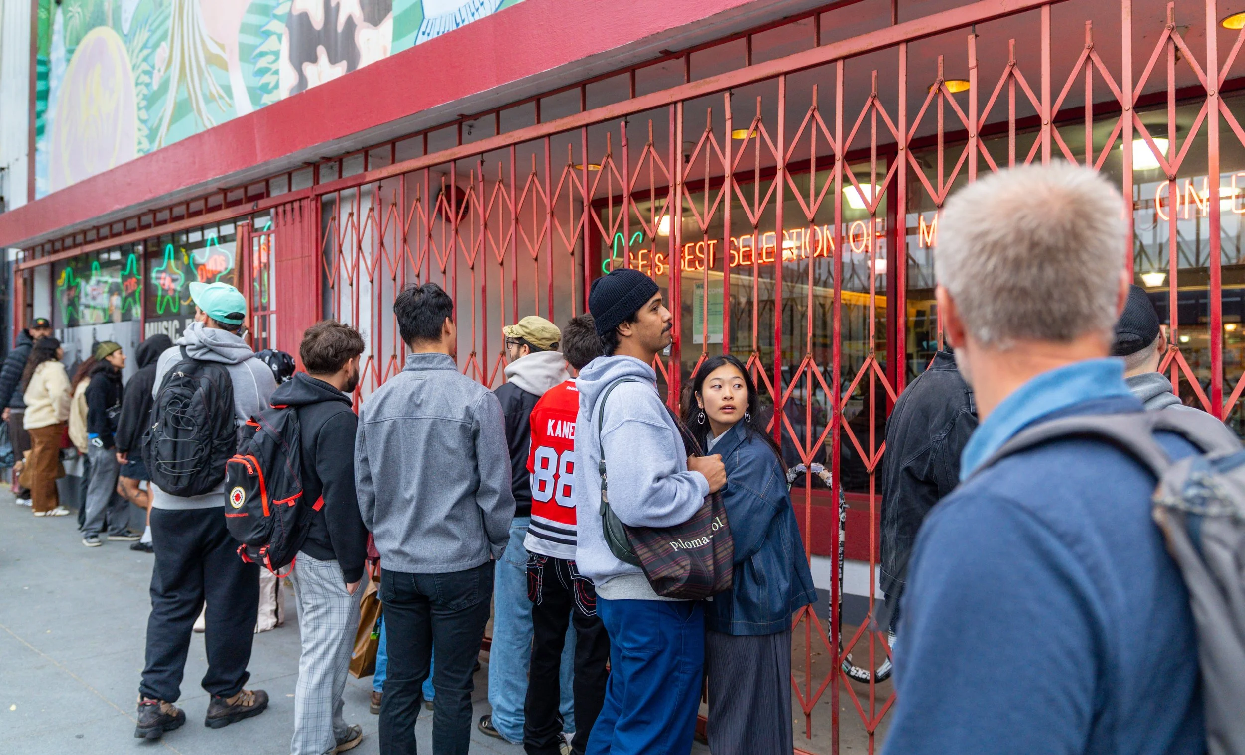 Charli xcx fans waiting outside Amoeba Music San Francisco during Outside Lands 2026