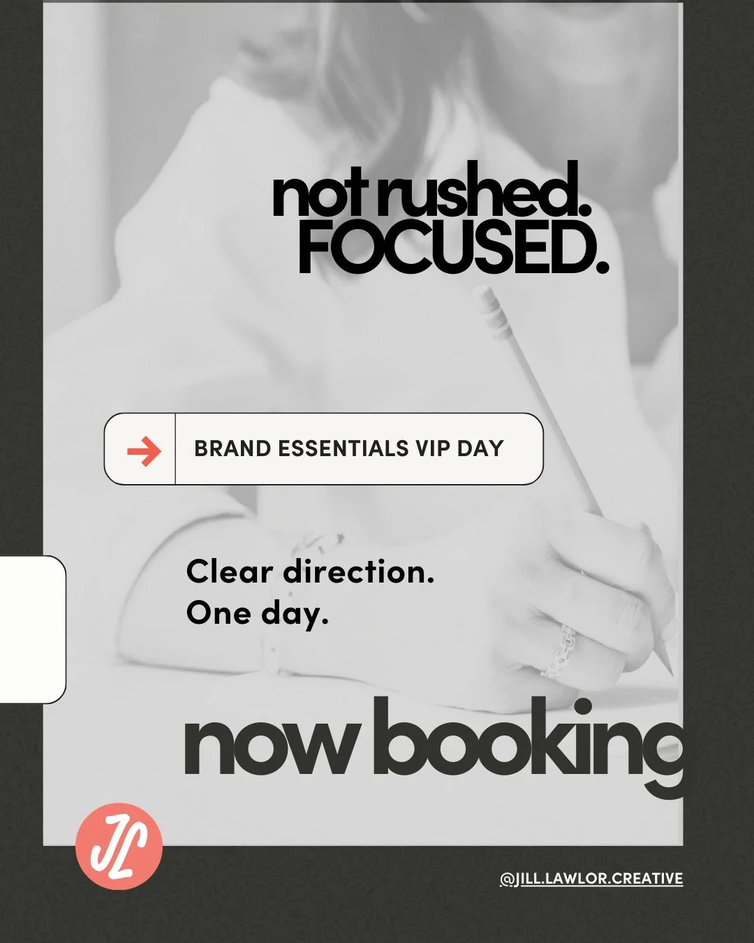 Fast doesn&rsquo;t mean chaotic.

It means structured.
Prepared.
Decisive.

Brand Essentials VIP Day is a focused, one-day brand design experience for business owners who are ready to move forward.

No endless concept rounds. No drawn-out timelines.
