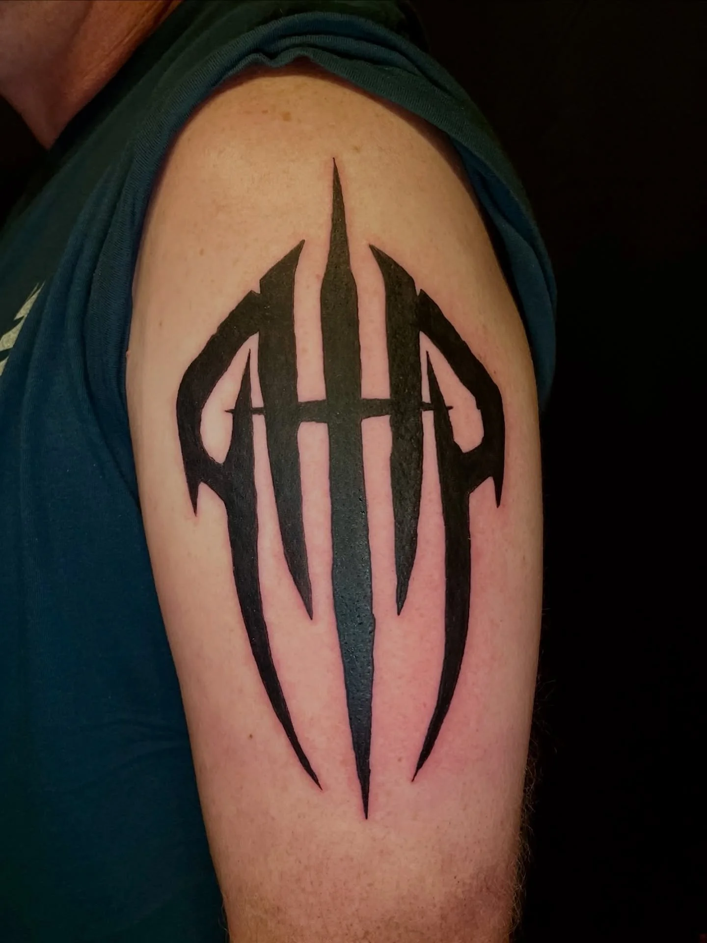 Jason came up with this cool and unique Tribal symbol which incorporated both of his daughter’s initials which are R’s and incorporated the H to his last name. Inspired design that represents Family, Strength and Unity. 
Give our amazing