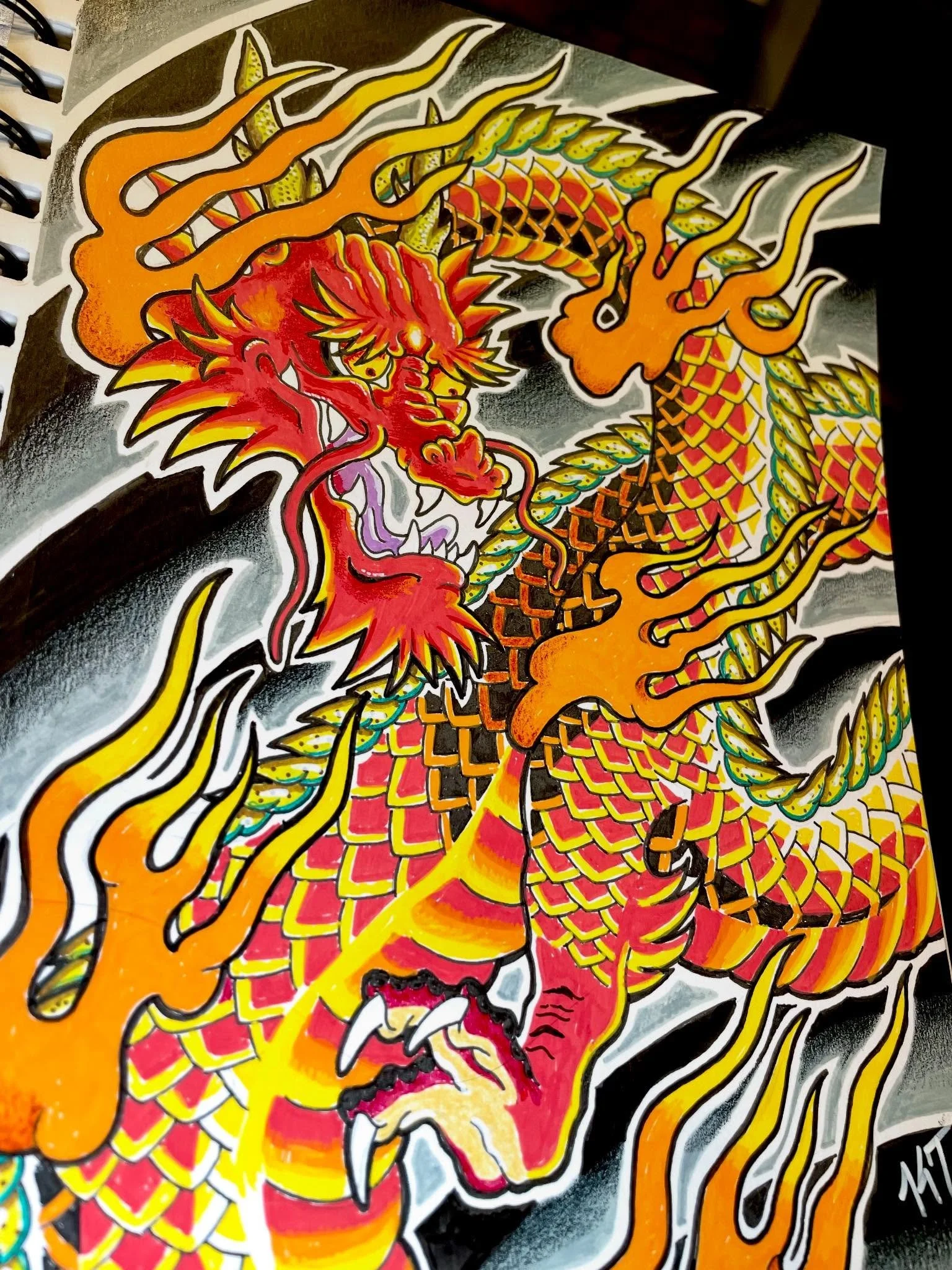 Been obsessed with Japanese dragons. Who&rsquo;s ready to wear one?! 😎🐲
.
.
.
#japanesedragon #markerart #japanesetattooart #utahtattooartist #colortattooartist