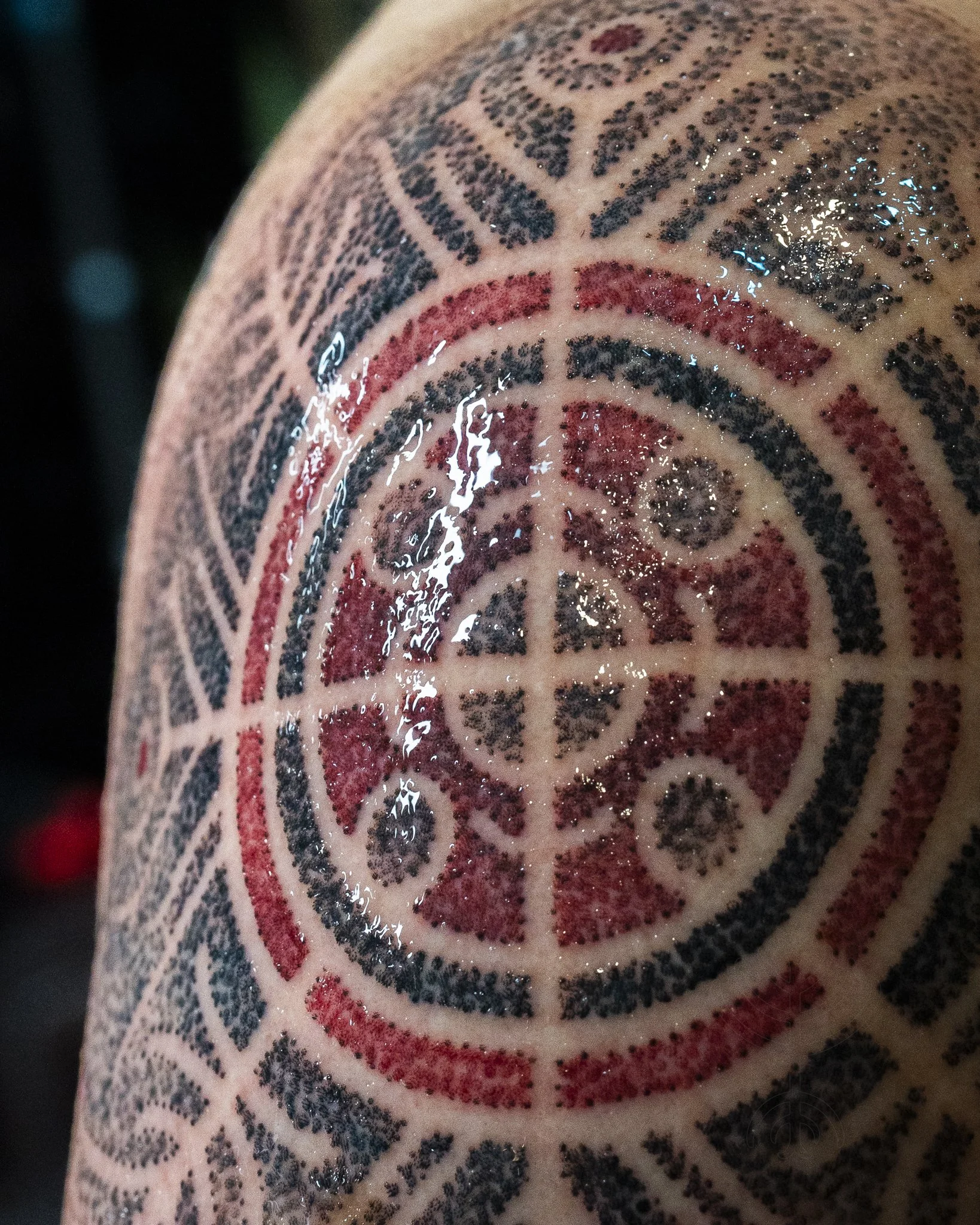 Nordic Sigil for the Goddess Freyja Dotwork Tattoo